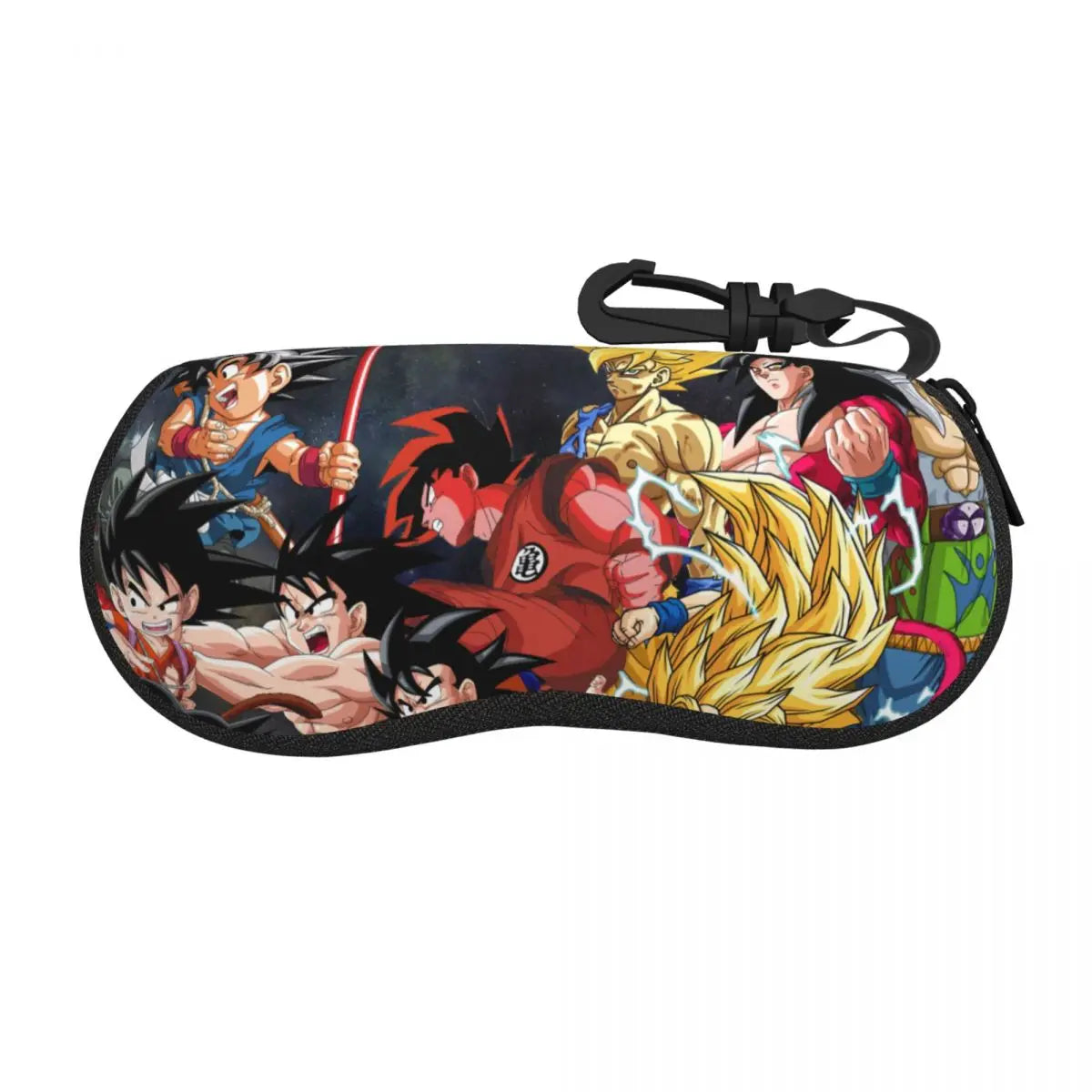 Dragon Ball black glasses case - Go kanji on orange scratches