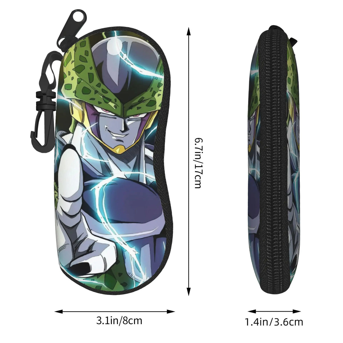 Étui à lunettes vert Dragon Ball - Cell et éclairs bleus