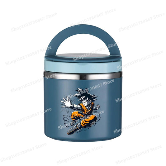 Ronde blauwe lunchbox Dragon Ball - Goku lanceert zijn aanval
