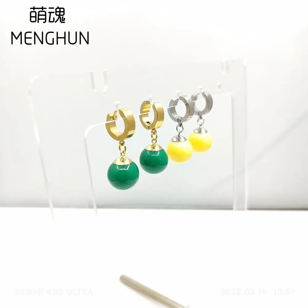 Boucles d'oreilles Potara Dragon Ball - perles vertes et jaunes