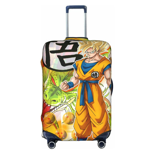 Housse de valise dorée Dragon Ball - Goku Super Saiyan et kanji Go