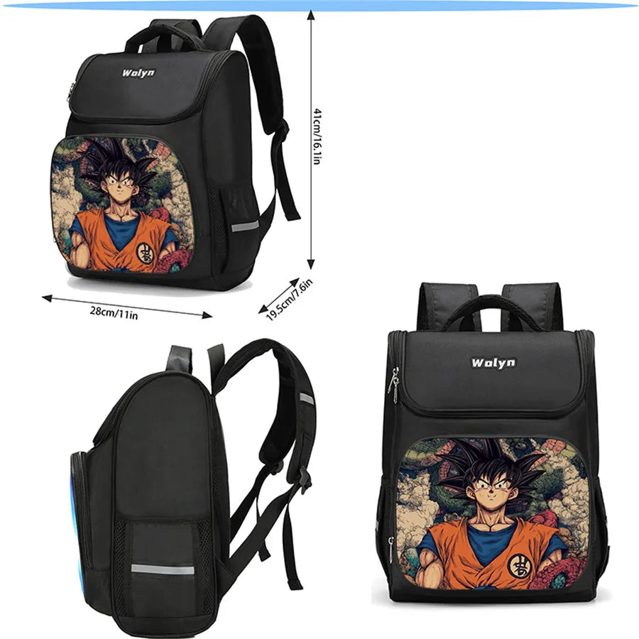 Sac à dos noir Dragon Ball - Goku en portrait sur fond vieilli