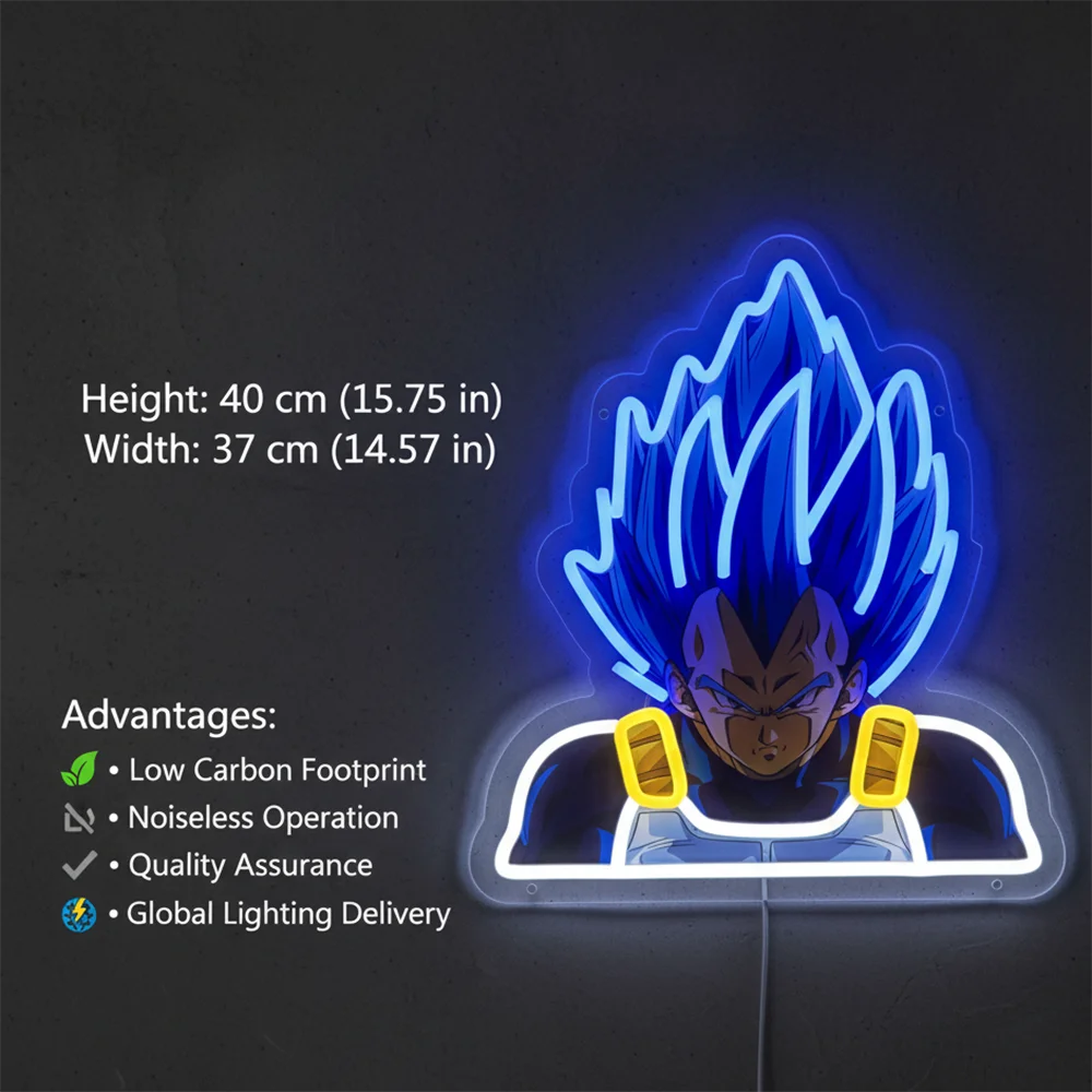 Lampada al neon blu Dragon Ball - Vegeta Super Saiyan Blue