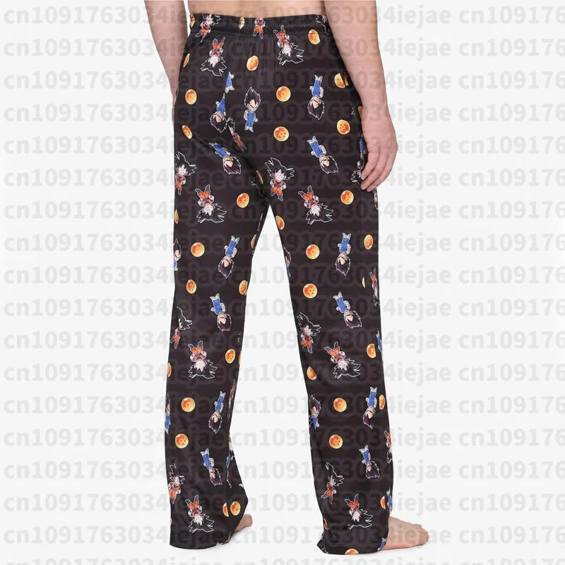 Pantalón de pijama negro de Dragon Ball - personajes chibi y bolas de cristal