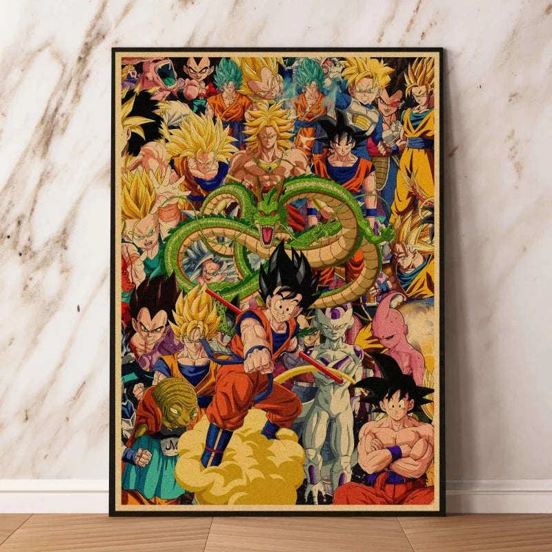 Affiches rétro - Goku enfant et couvertures Dragon Ball