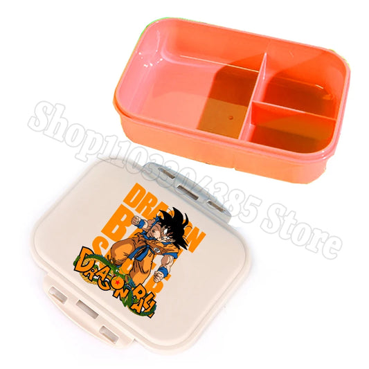 Boîte à goûter compartimentée orange Dragon Ball - Goku et grand lettrage orange