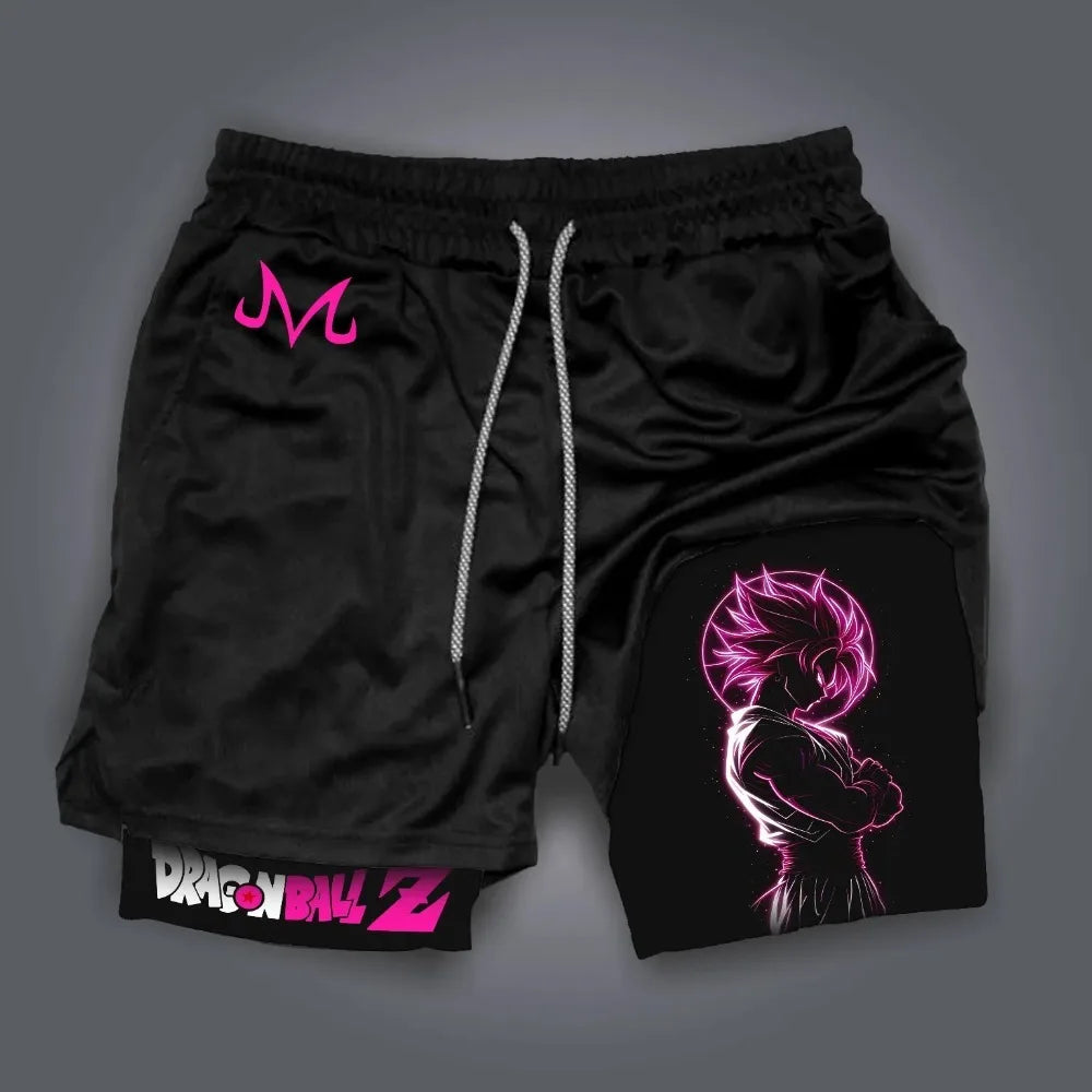 Short double couche rouge et noir Dragon Ball - Black Goku debout
