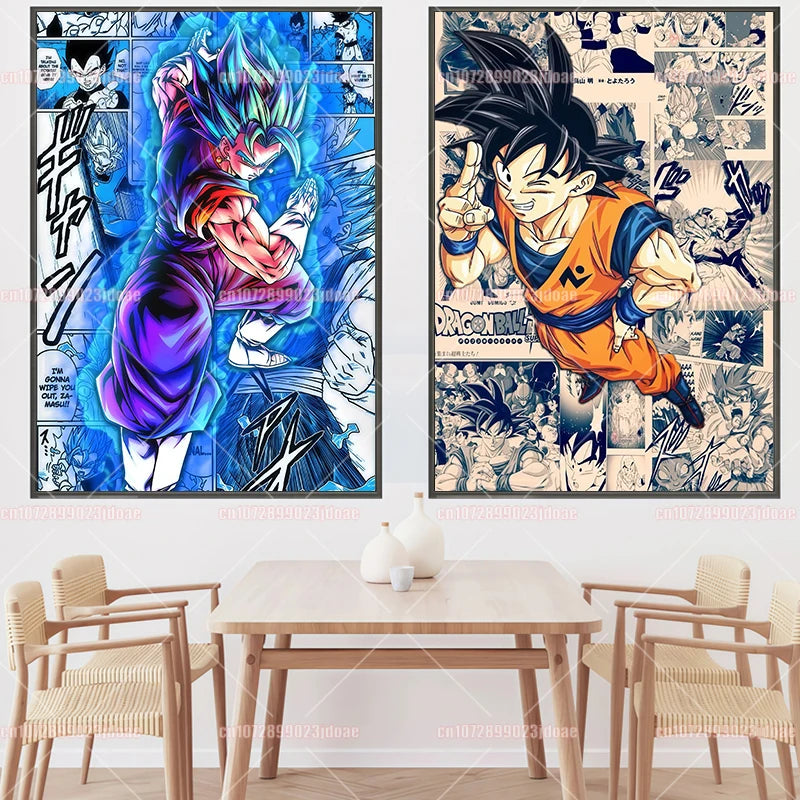 Pósteres manga Dragon Ball - Vegeta Goku y Broly a color