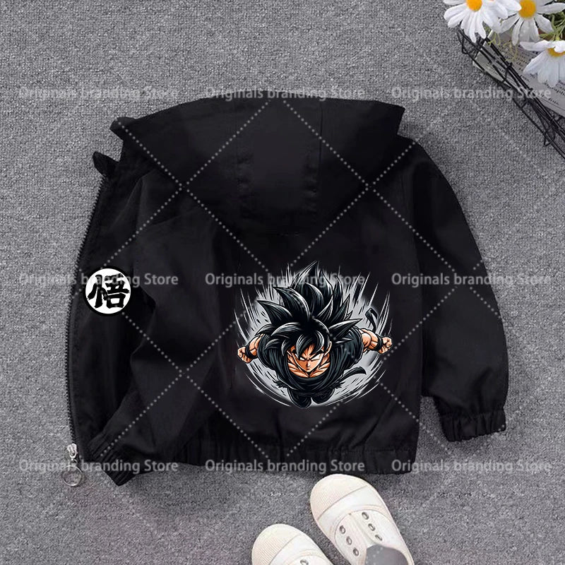 Veste à capuche noire pour enfant Dragon Ball - Goku Ultra Instinct au poing tendu