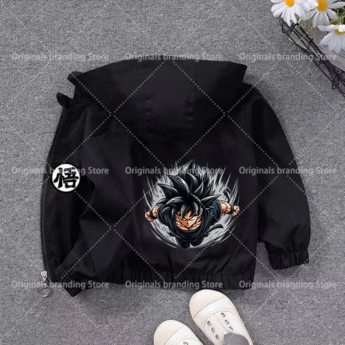 Veste à capuche noire pour enfant Dragon Ball - Goku Ultra Instinct au poing tendu