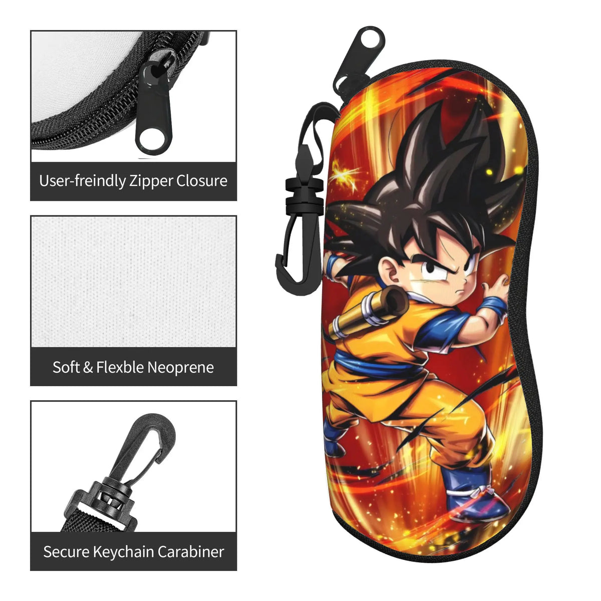 Dragon Ball orange Brillenkoffer - Kind Goku mit rotem Stock