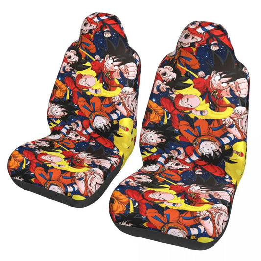 Coprisedili anteriori arancioni e neri Dragon Ball - Goku bambino e collage di personaggi