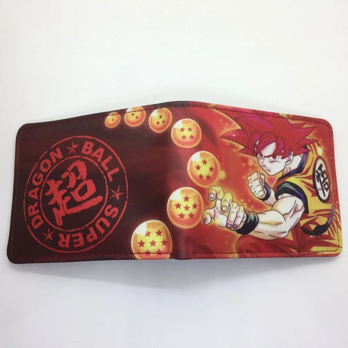 Portefeuille rouge Dragon Ball - Goku Super Saiyan God et boules de cristal