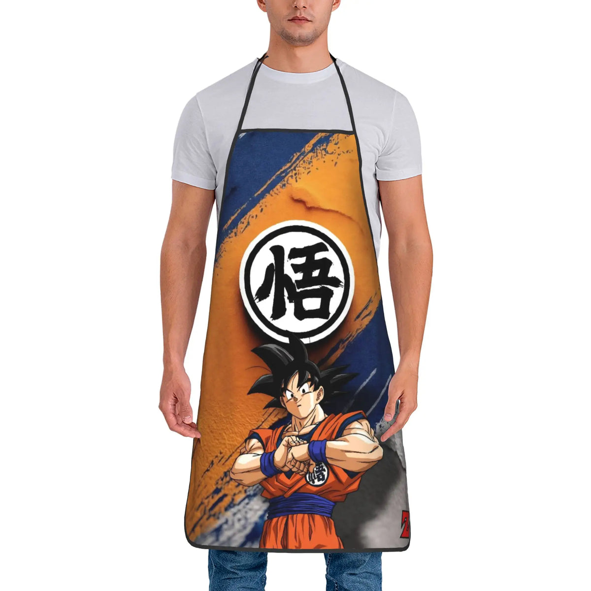 Delantal naranja Dragon Ball - Goku niño y kanji grande Go