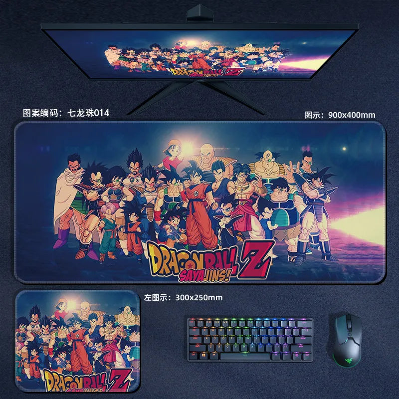 Tapis de souris orange Dragon Ball - personnages alignés et kanji Kame