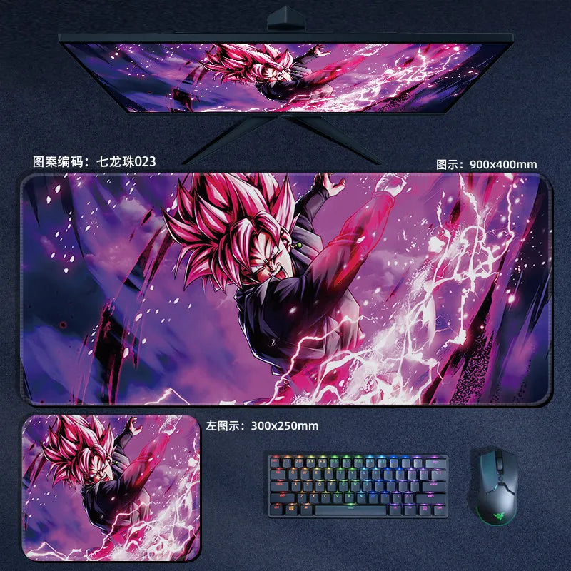 Tapis de souris orange Dragon Ball - personnages alignés et kanji Kame