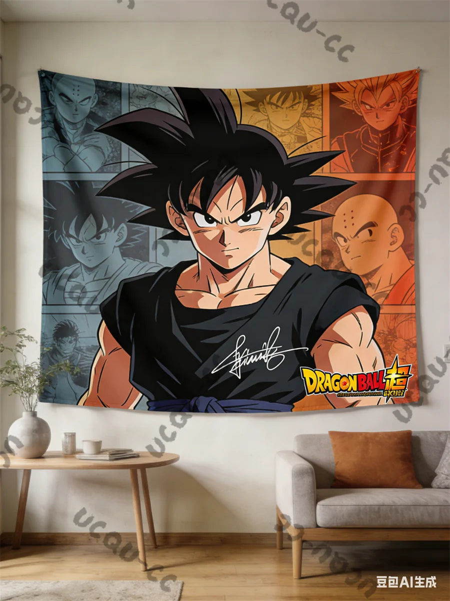 Dragon Ball Wand hängend - Goku in schwarzen und orangen Mangaboxen