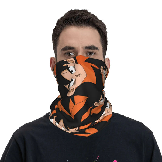 Tour de cou noir et orange Dragon Ball - portrait rapproché de Goku