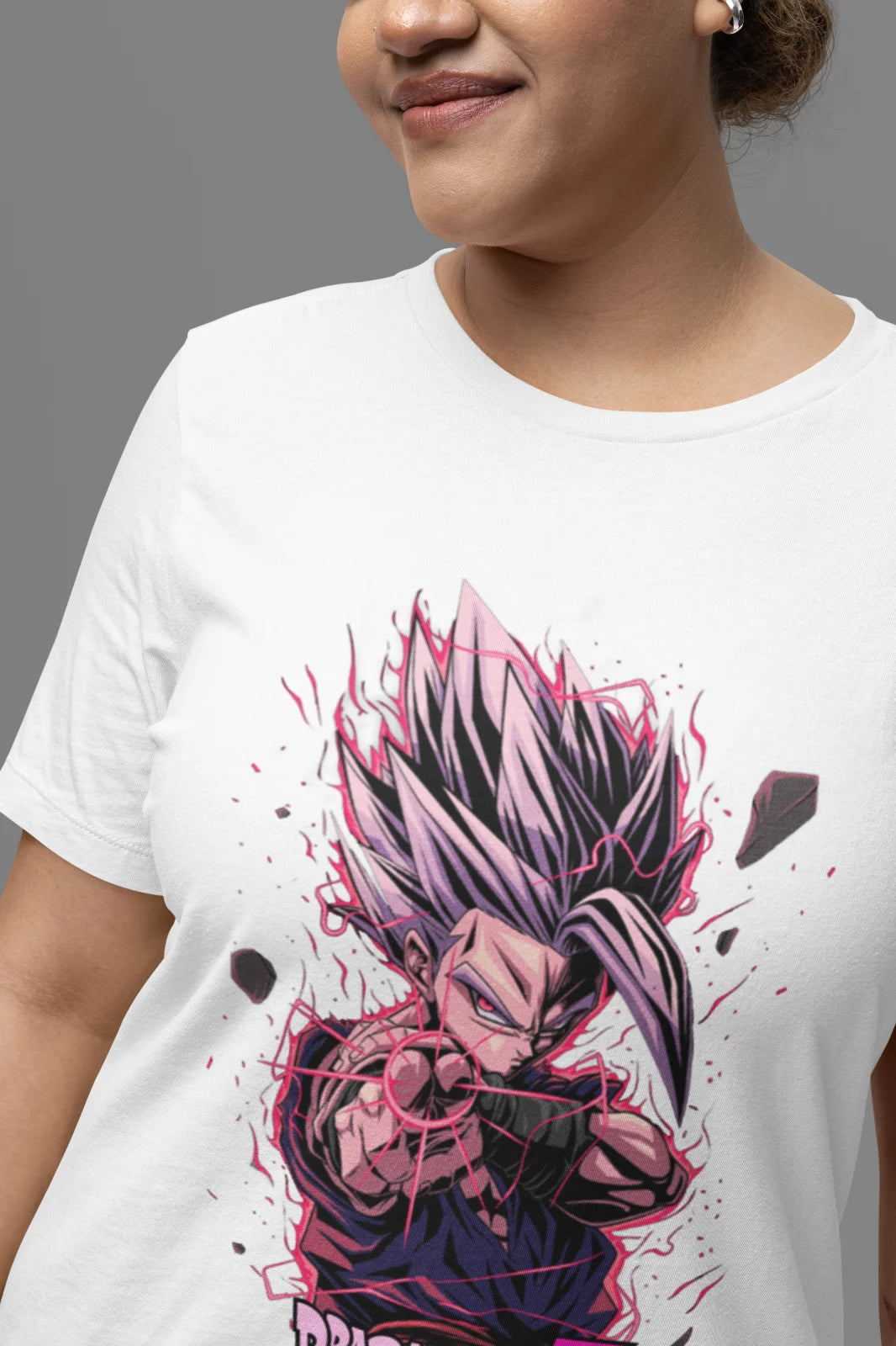 T-shirt noir Dragon Ball Black Goku Rosé et inscription rose