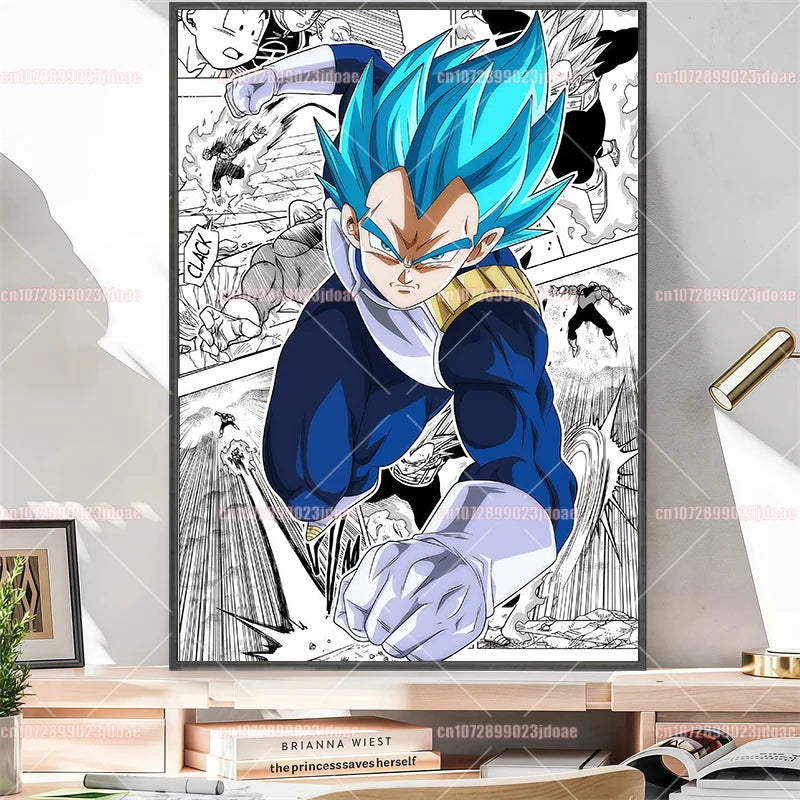 Pósteres manga Dragon Ball - Vegeta Goku y Broly a color