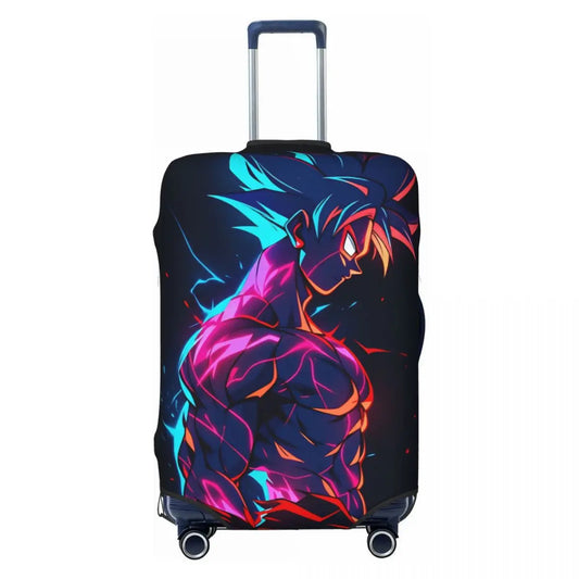Dragon Ball Kofferbezug - Goku in rosa und blau Neon Silhouette