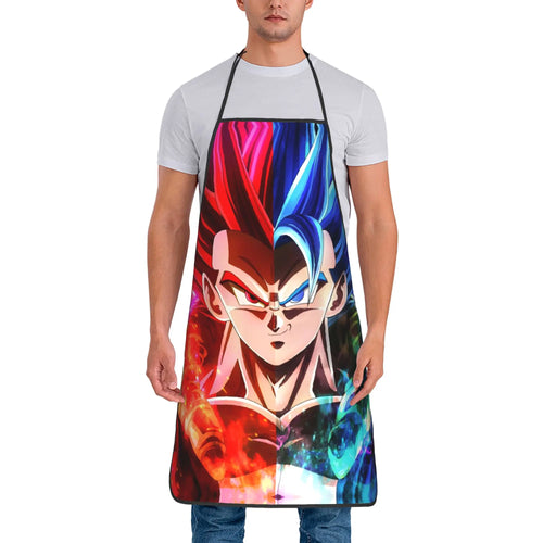 Red and blue Dragon Ball apron - Goku God and Blue in shared face