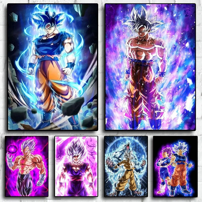 Poster sur toile noir Dragon Ball - Goku Ultra Instinct et Vegeta Ultra Ego