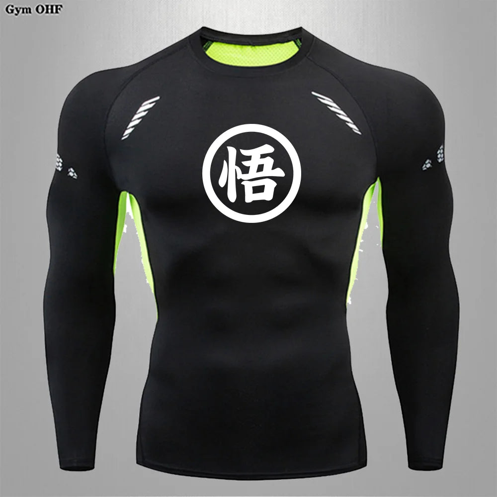 Graues Sportoberteil mit langen Ärmeln Dragon Ball - kanji Go black