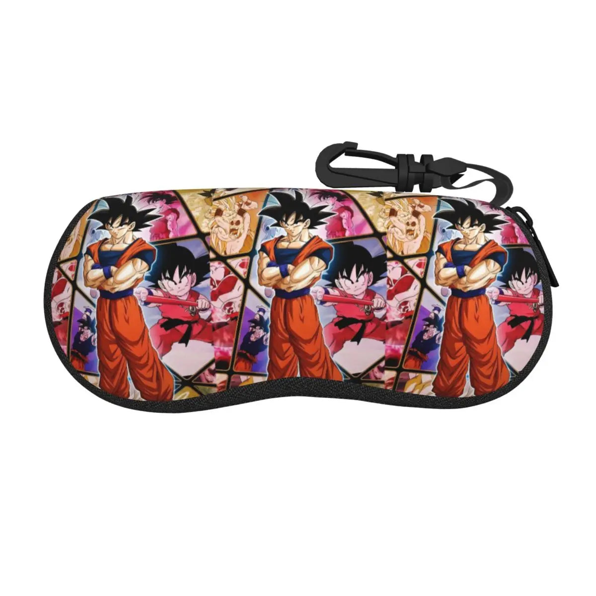 Dragon Ball black glasses case - Go kanji on orange scratches