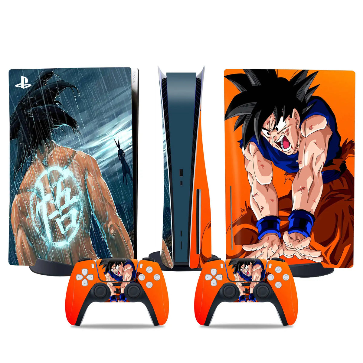 Vinilo PS5 y mandos Dragon Ball - Goku de espaldas y Kamehameha
