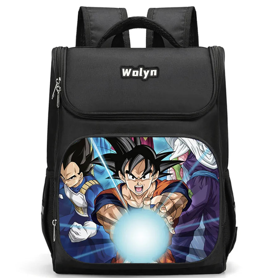 Sac à dos noir Dragon Ball - Goku en portrait sur fond vieilli