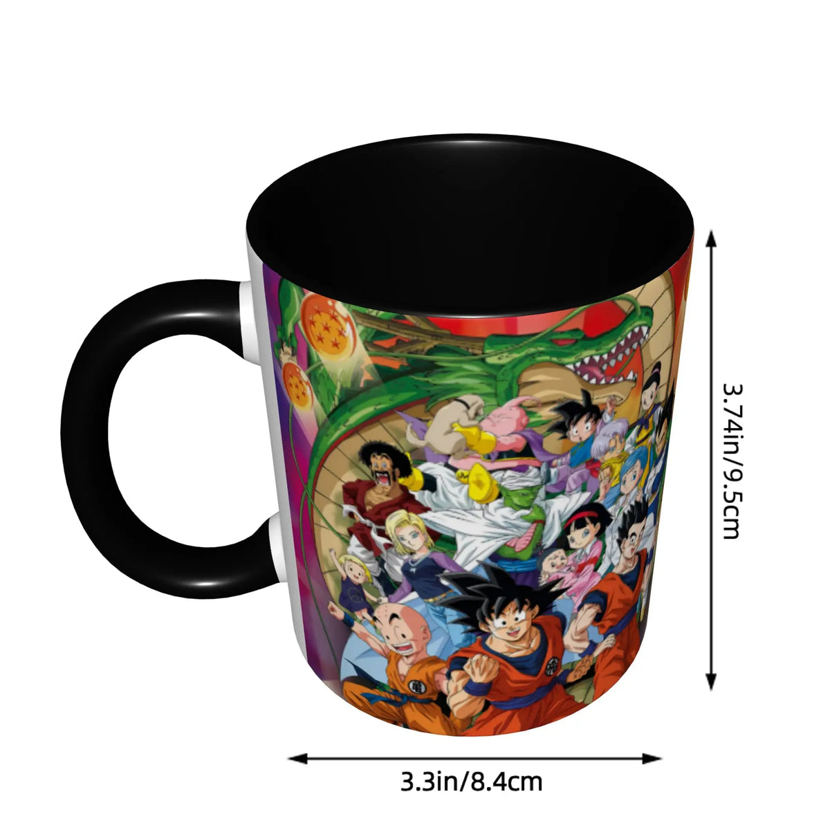 Tazza nera Dragon Ball - Shenron e gruppo di personaggi