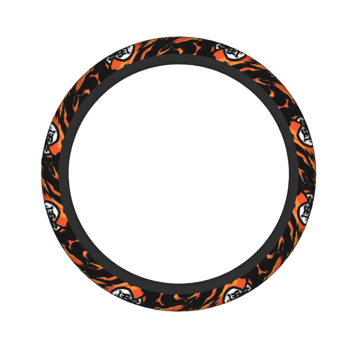 Dragon Ball steering wheel cover - Goku and warriors on orange background