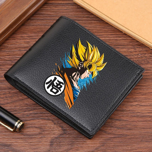Portefeuille noir Dragon Ball - transformations de Goku en visage partagé