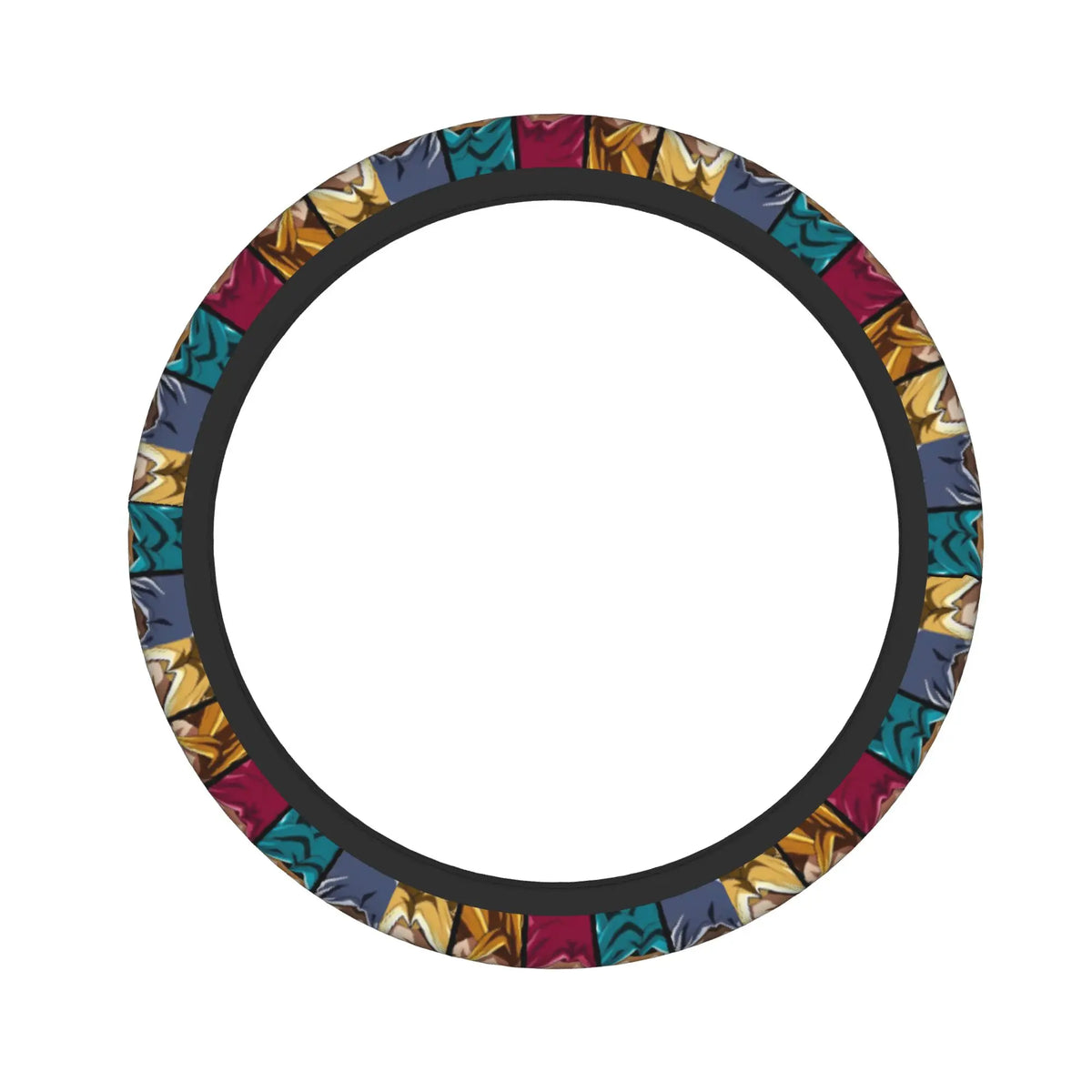 Dragon Ball steering wheel cover - Goku and warriors on orange background