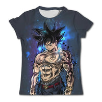 Goku tatoué et aura bleue