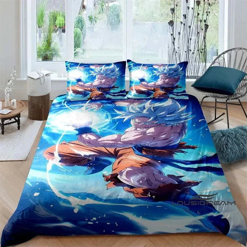 Housse de couette bleue Dragon Ball - Goku préparant son Kamehameha