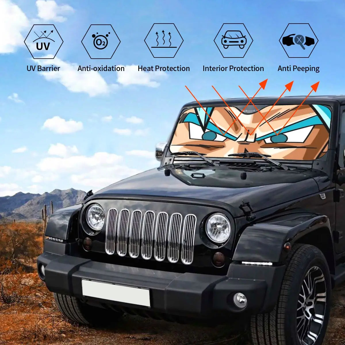 Car sunshade Dragon Ball looks of Saiyan warriors