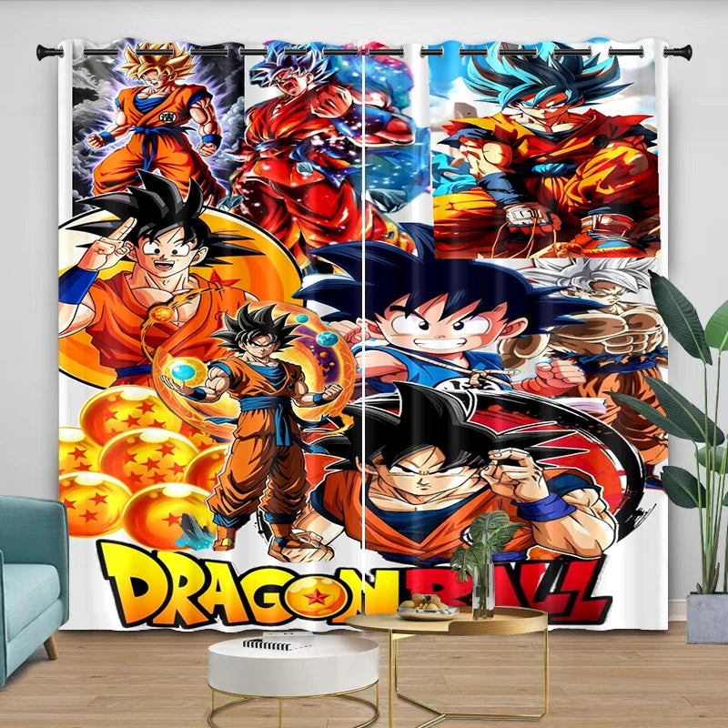 Dragon Ball blue curtains - Shenron and Goku shirtless