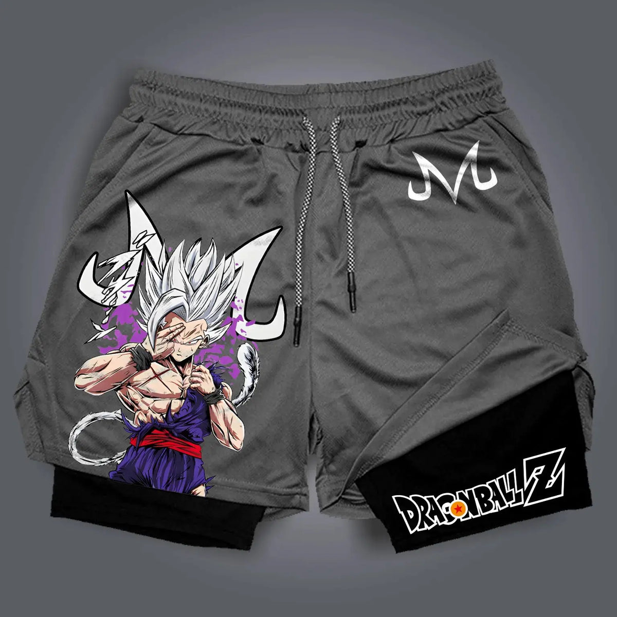Grey Dragon Ball Double Layer Shorts - Gohan Beast in Battle