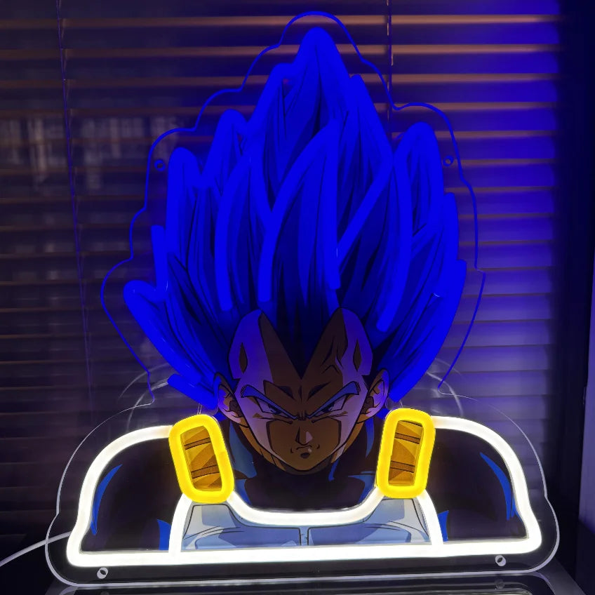 Lampada al neon blu Dragon Ball - Vegeta Super Saiyan Blue