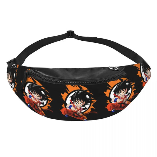 Zwarte en oranje bananenzak Dragon Ball - jonge Goku in medaillons