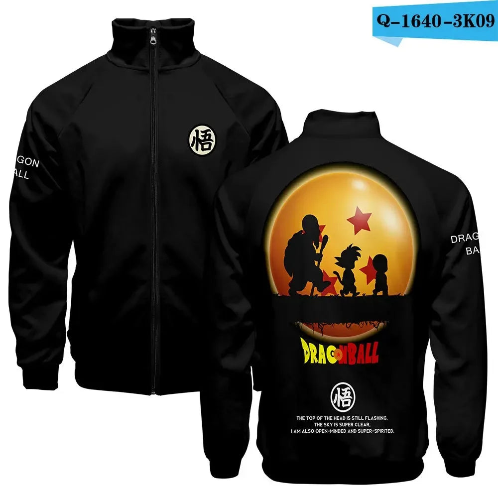 Zwart geritsde jas Dragon Ball - silhouetten voor een kristallen bol