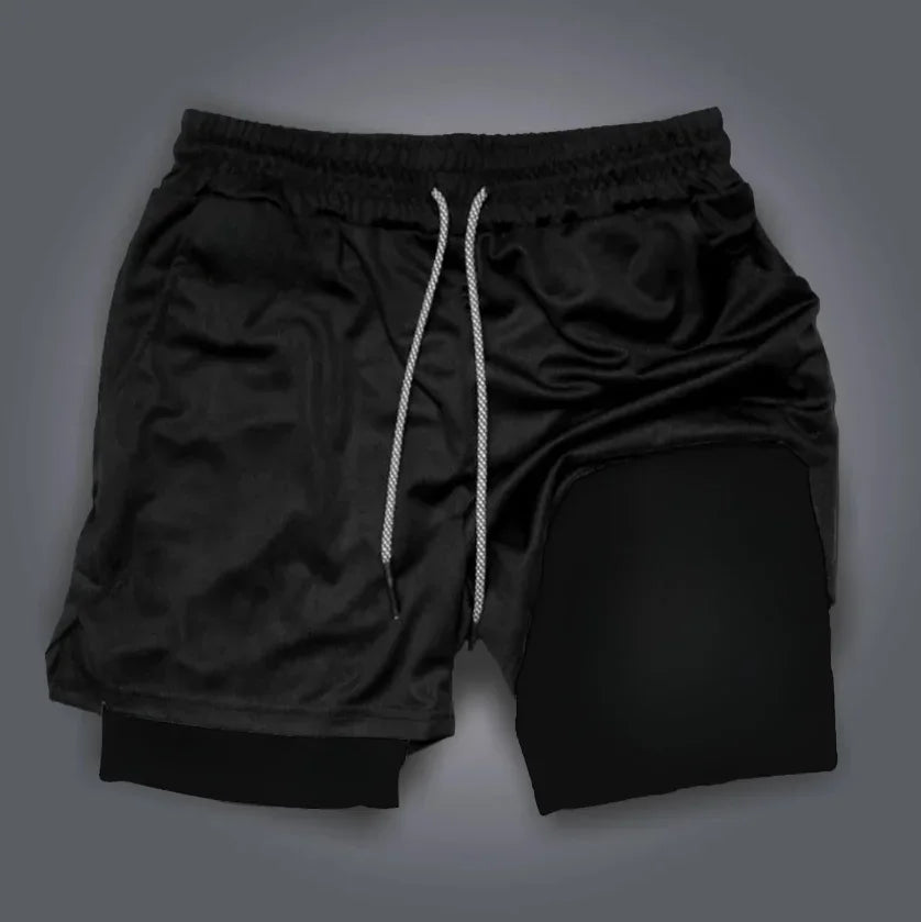 Double layered shorts black plain
