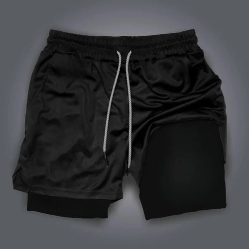 Double layered shorts black plain