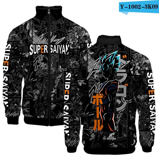 Veste zippée noire Dragon Ball - Goku Blue sur cases de manga
