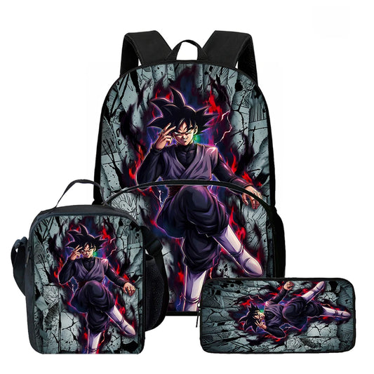 Ensemble sac à dos noir Dragon Ball - Black Goku et aura rouge
