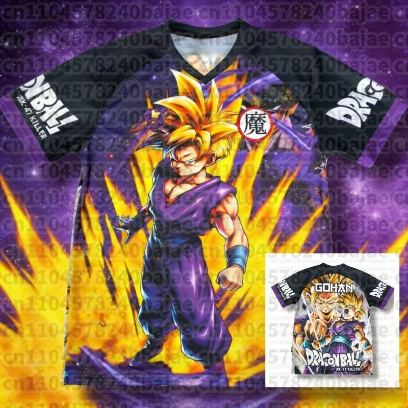 T-shirt violet Dragon Ball Gohan Super Saiyan 2 et aura dorée