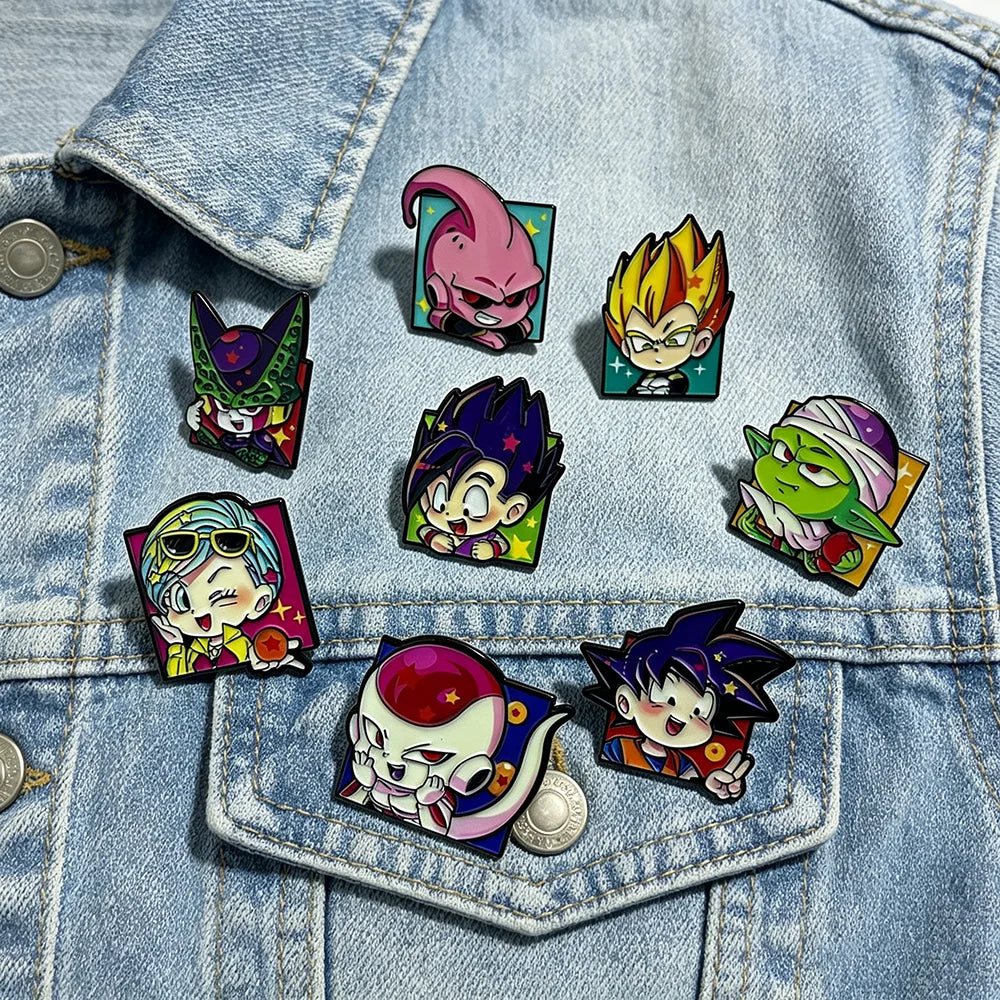 Los 8 Pins Dragon Ball - Porträts von Goku Vegeta Piccolo und ihren Freunden