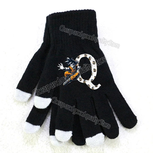 Dragon Ball Schwarze Handschuhe mit weißen Tipps - Goku und Brief Q